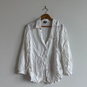 Armani Jeans White Button Down Flowy‎ Top Size 8